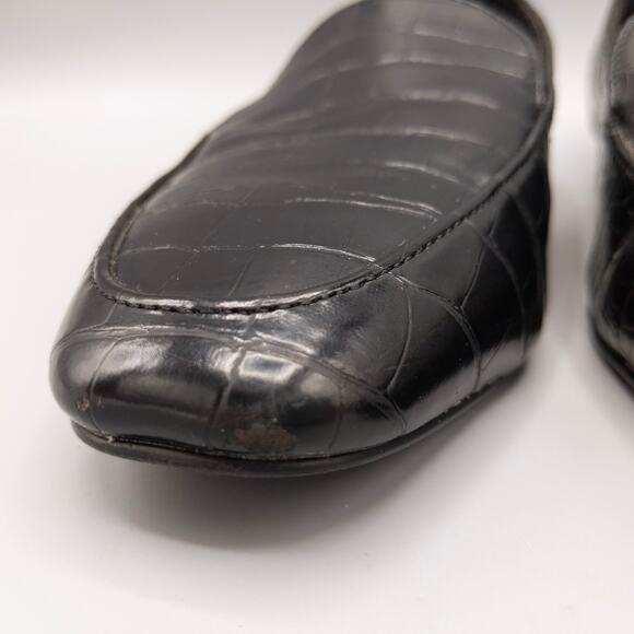 ASOS Design Mindy Mock Croc Embossed Loafers Size 5 US Black Faux Leather Flats - Picture 8 of 13